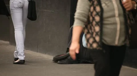 Beggars in Bucharest Romania Stock Footage
