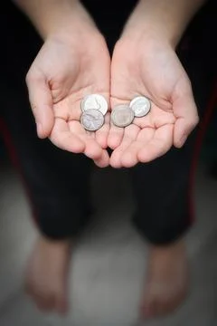 Begger boy hands Stock Photos