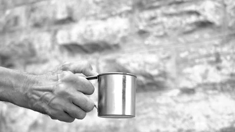 BEGGER HAND WITH CIRCLE SUBMIT ALMS Stock Footage 134464636