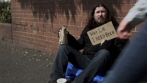 Begging for Beer Money Stock Footage 88360088