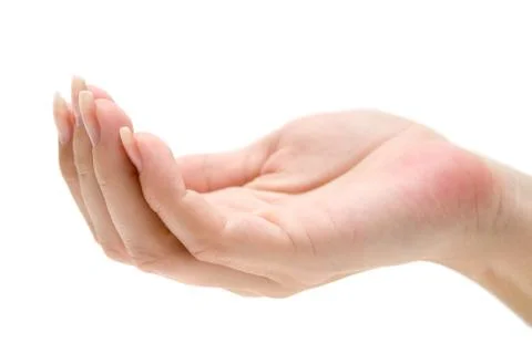 Begging Hand Isolated on a White Background Foto stock
