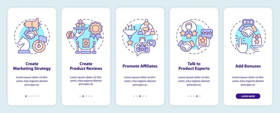 Begin affiliate program onboarding mobile app screen イラスト素材