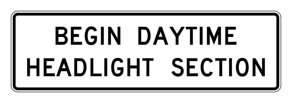 Begin daytime headlight section sign, R16-10, US road sign Illustrazione stock