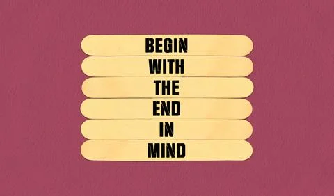 Begin in End of Mind Symbol. Concept word Begin With The End In Mind on bea.. Stock Illustration