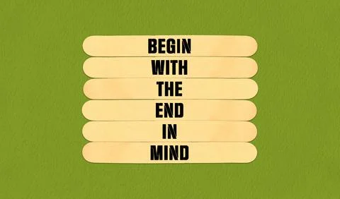 Begin in End of Mind Symbol. Concept word Begin With The End In Mind on bea.. Stock Illustration