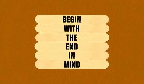 Begin in End of Mind Symbol. Concept word Begin With The End In Mind on bea.. Stock Illustration