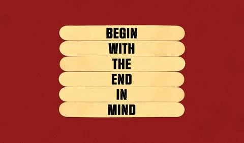 Begin in End of Mind Symbol. Concept word Begin With The End In Mind on bea.. Stock Illustration