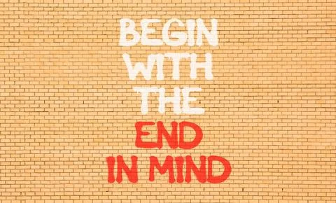Begin with the end in mind symbol. Concept words Begin with the end in mind.. Stock Photos