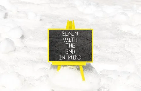 Begin with the end in mind symbol. Concept words Begin with the end in mind.. Stock Photos
