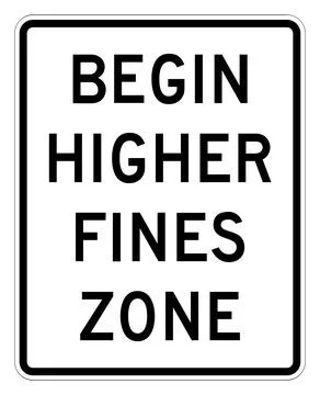 Begin higher fines zone sign, R2-10, US road sign Illustrazione stock