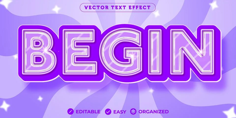 Begin Text Effect,Fully Editable Font Text Effect Stock Illustration