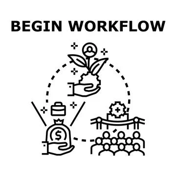 Begin workflow process startup business concept success イラスト素材