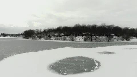 Begining of the clip lake in winter Stock Footage 120146084