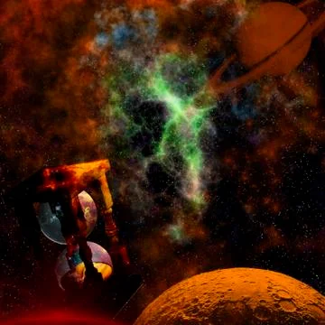 The Begining of Time - Sand Timer at space background Stock Illustration