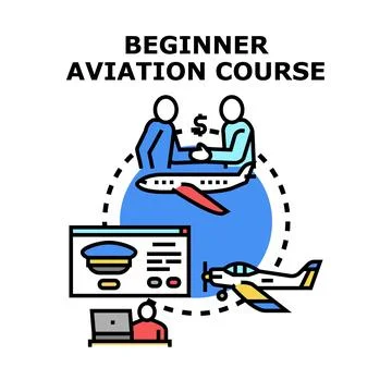 Beginner aviation course for pilot training and flight education Illustrazione stock