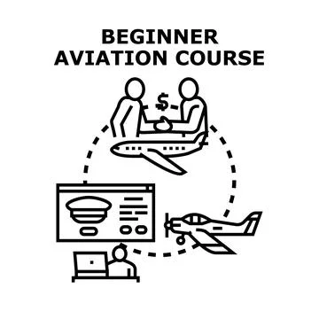 Beginner aviation course for pilot training and flight education Stock Illustration