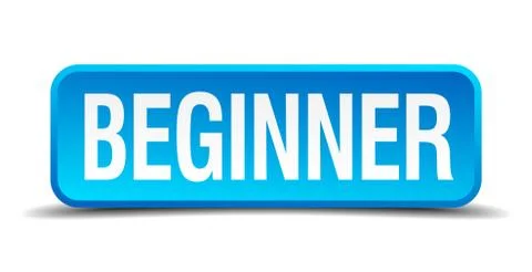 Beginner blue 3d realistic square isolated button Illustrazione stock