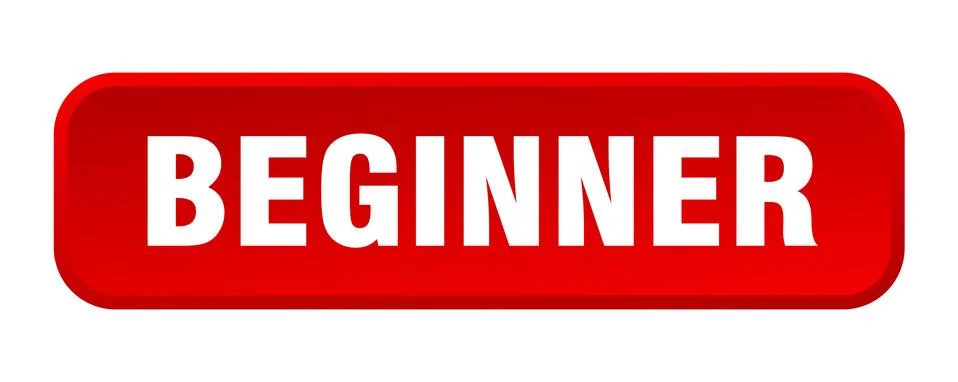 Beginner button. beginner square 3d push button Illustrazione stock