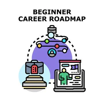 Beginner career roadmap planning professional development path Stock Illustration
