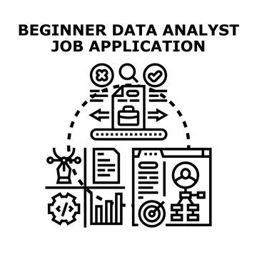 Beginner data analyst job applying process Stock Illustration