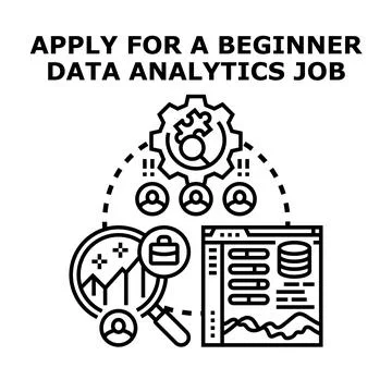 Beginner data analytics job career opportunity searching Stock Illustration
