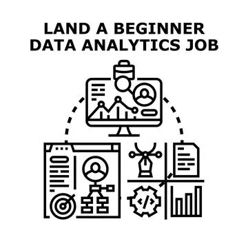Beginner data analytics job career path concept Stock Illustration