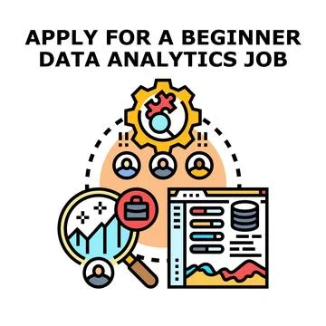 Beginner data analytics job career opportunity searching Stock Illustration