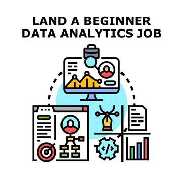 Beginner data analytics job career path concept Stock Illustration