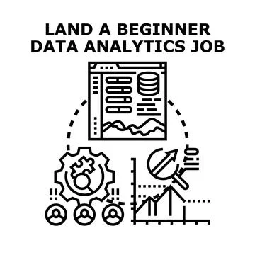 Beginner data analytics job career development process 库存插图