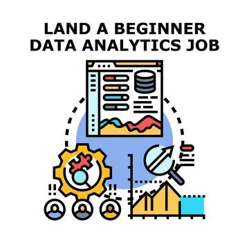Beginner data analytics job career development process 库存插图