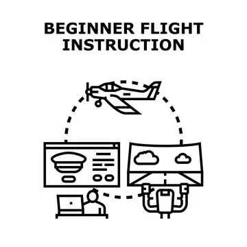 Beginner flight instruction course and pilot training Stock Illustration