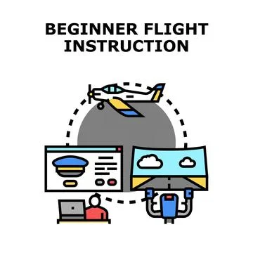 Beginner flight instruction course and pilot training Stock Illustration