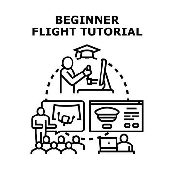 Beginner flight tutorial learning aviation training concept Stock Illustration