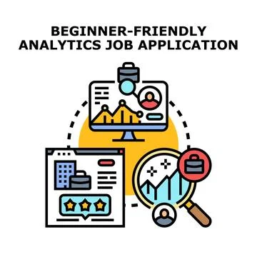 Beginner friendly analytics job application concept Stock Illustration