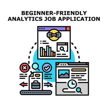 Beginner friendly analytics job application process concept Stock Illustration