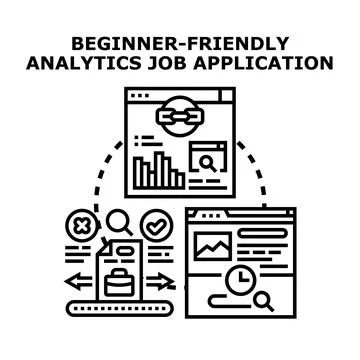 Beginner friendly analytics job application process concept Stock Illustration