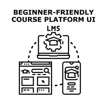 Beginner friendly course learning platform interface design 스톡 일러스트