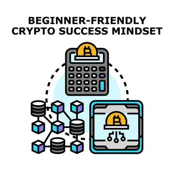 Beginner friendly crypto success mindset development Stock Illustration