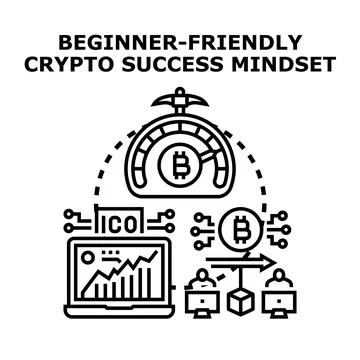 Beginner friendly crypto success mindset achieving investment growth Stock Illustration