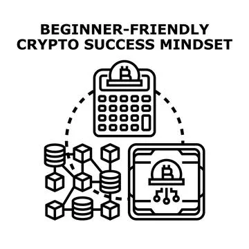 Beginner friendly crypto success mindset development Stock Illustration
