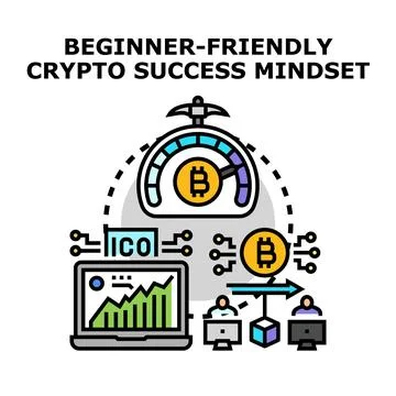 Beginner friendly crypto success mindset achieving investment growth Stock Illustration