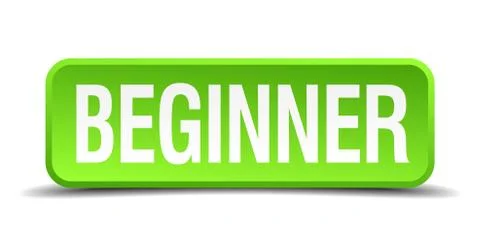 Beginner green 3d realistic square isolated button Stock Illustration