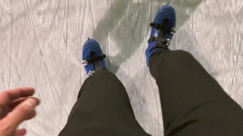 Beginner Ice Skating, Ice Skate on Ice Rink for the first Time - POV Video stock 224652923