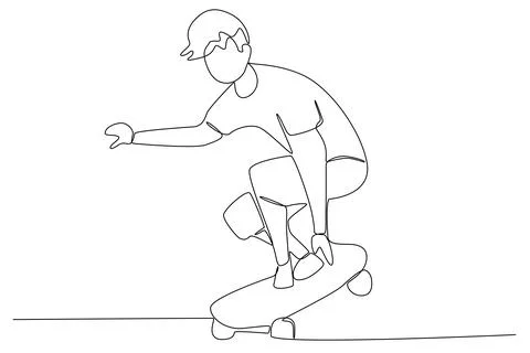 A beginner learns to skateboard in the park 스톡 일러스트