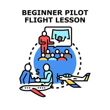 Beginner pilot flight lesson concept vector illustration Illustrazione stock
