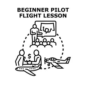 Beginner pilot flight lesson concept vector illustration Illustrazione stock