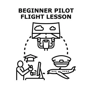 Beginner pilot flight lesson skill development training Stock Illustration