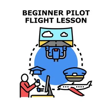 Beginner pilot flight lesson skill development training Stock Illustration