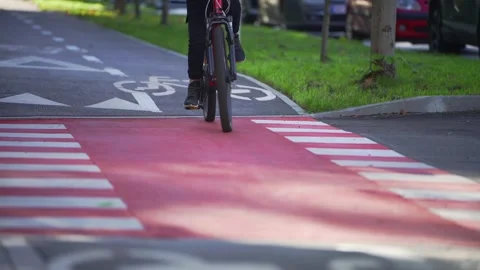 Beginner Rider on Dedicated Cycle Route 스톡 동영상 331826942