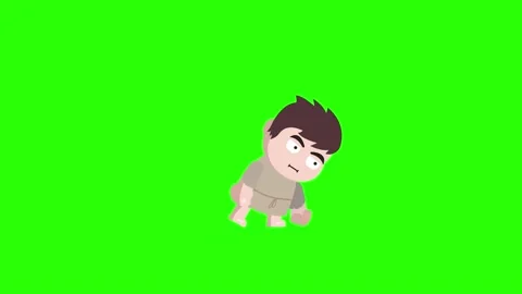 Beginner RPG Character Peasant Gathering materials Green Screen Stock Footage 145911840